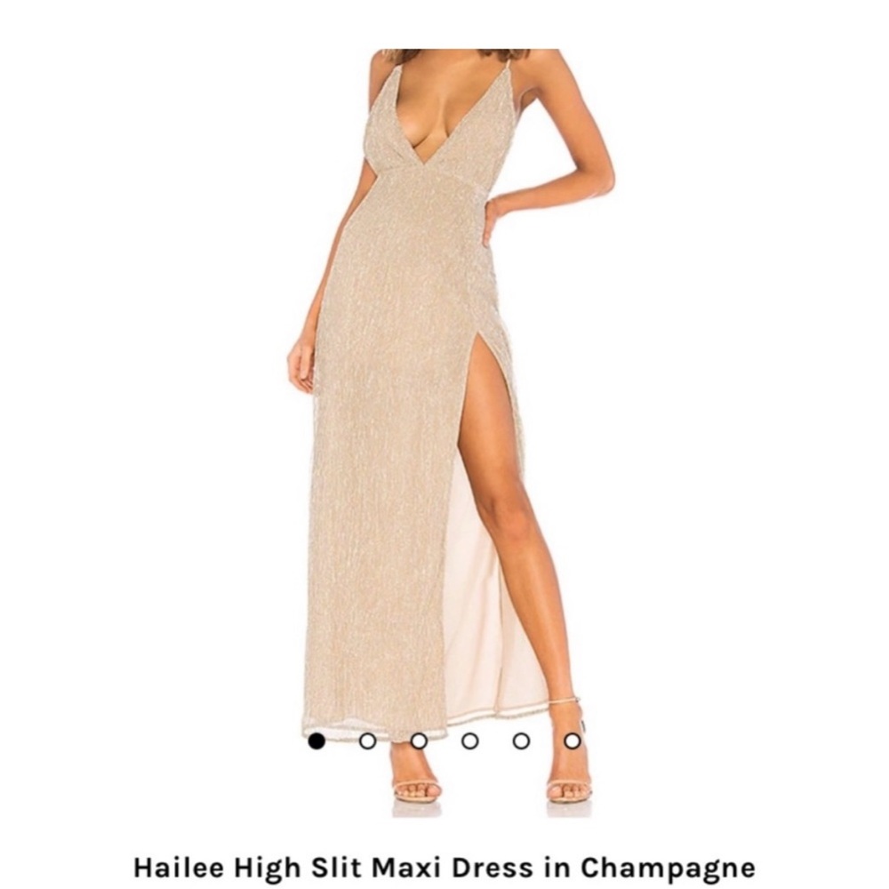 Superdown Champagne High Slit Maxi Dress - Picture 1 of 6